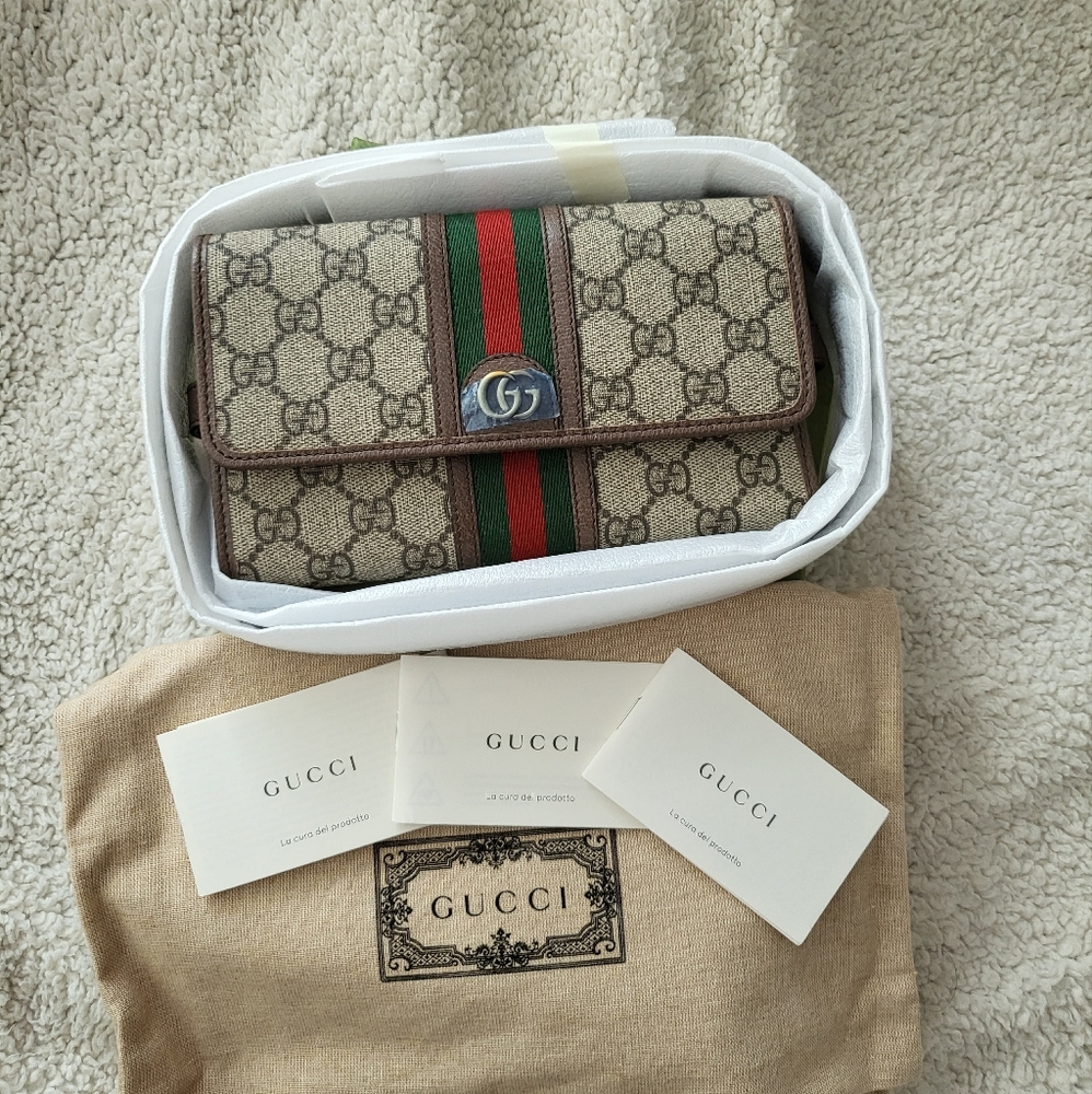 Gucci Trifold Ophidia Wallet Crossbody